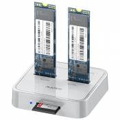 MAIWO K3016SD 2 Baie Station d'accueil M.2 SSD, USB 3.1 Gen2 10 Gbit/s M.2 SATA / NVMe Double Protocole Duplicateur, avec Lecteur SD Express Card