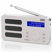 Radio Portable Digitale FM Dab RNT – August MB225 – Petit Poste Radio Numérique avec Batterie Rechargeable Blanc