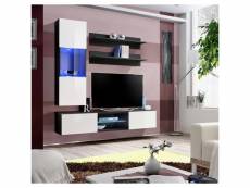 Ensemble meuble tv fly s3 avec led. Coloris noir et blanc. Meuble suspendu design pour votre salon.
