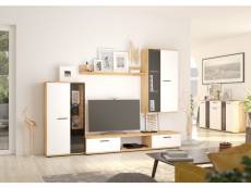 Furnix meuble multimédia Sarai meuble-paroi 4 éléments avec led 240 x 180 x 40,2 cm blanc-artisan