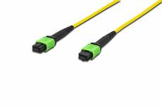 DIGITUS LWL Câble patch fibre optique OS2 Singlemode 09/125 µ, 12 fibres, MPO (femelle), 5 m, connecteur APC, jusqu'à 40 Gbit/s et 100 Gbit/s, jaune