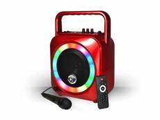 Enceinte karaoké rouge autonome 200w 8" led - usb-sd-bt + micro + télécommande fuzzy08