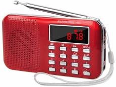 Radio de poche am fm avec supporte carte tf/usb rouge