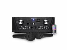 Amplificateur skytronic karaoké noir usb-sd-fm 160w + 2 microphones filaires noirs