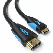JAMEGA - Câble Mini HDMI vers HDMI 2m, Câble Mini HDMI Type C vers Full HDMI Type A 3D Ethernet ARC 4K 60Hz 1080p Supporte Full HD Ultra HD Ready pour