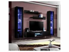 Ensemble meuble tv fly o2 avec led. Coloris noir. Meuble suspendu design pour votre salon.