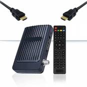 Mini décodeur Satellite HD Free to Air FTA pour Chaines étrangères allemandes Turques Arabes... 2X Ports USB + HDMI + Déport Infrarouge