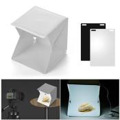 Portable DIY LED Studio Light Box 6000K Mini Tente de Photographie Pliable avec Fond Blanc Noir Alimentation USB