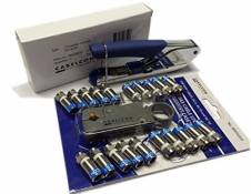Cabelcon Set comprenant pince de compression Pocket Tool + cordon Stripper + 20 connecteurs de compression F