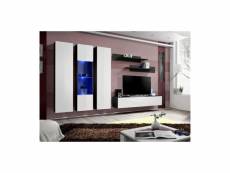 Meuble tv fly c5 design, coloris noir et blanc brillant. Meuble suspendu moderne et tendance pour votre salon.