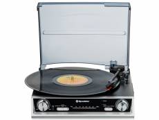 Platine vinyle 33-45-78 tr-min, radio fm, haut-parleurs intégrés sortie rca, roadstar, ttr-8634, , noir