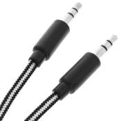 Câble Audio Auxiliaire Double Jack Mâle / Mâle 3.5mm Longueur 1m - Noir