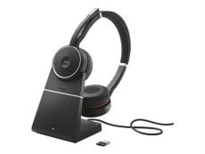 Jabra Evolve 75+ UC Stereo - Micro-casque - sur-oreille - Bluetooth - sans fil - Suppresseur de bruit actif - USB