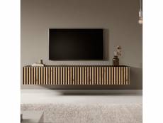 Telire - meuble tv 175 cm noir avec façade artisanale chêne fraisé