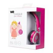 WE - Écouteurs - sur-oreille - filaire - jack 3,5mm - rose
