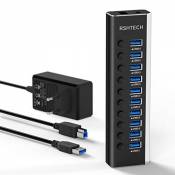 RSHTECH 36W Hub USB 3.0 Alimenté à 10 Ports Aluminium