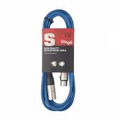 Stagg Bleu 3 m Câble Microphone XLR et