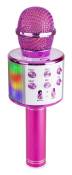 MAX KM15P - Microphone karaoké sans fil bluetooth éclairage LED - Rose, haut-parleur, batterie 6h environ, modificateur de voix