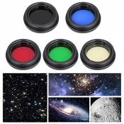 Kit de Filtre pour lentille oculaire de télescope, lentilles optiques en Alliage d'aluminium Professionnelles Ensemble de filtres de Couleur Accessoir