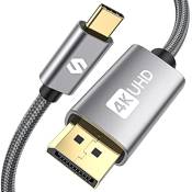 Silkland Câble USB C vers DisplayPort 2M (4K@60Hz, 2K@144Hz), DisplayPort USB C (Thunderbolt 4/3 Compatible) pour iPhone 15 Serie, MacBook Pro/Air, iM