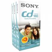 Sony 3 Cassettes VHS Série CD 180 Minutes Qualité CD 3E180CD