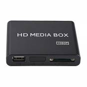 Mugast Mini Media Player Box, Lecteur Multimédia Vidéo Full HD 1080P avec Télécommande, Supporte Le Disque Dur Portable USB MMC RMVB MP3 AVI MKV(EU)