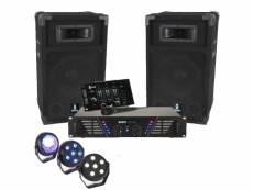 Boost dj-300 pack sonorisation avec enceintes table de mixage amplificateur 480w + pack de 3 jeux lumière à led party-trifx