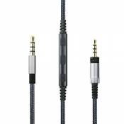 FeiYen Câble de Rechange pour Casque Audio Technica ATH-M50x/ATH-M40x/ATH-M70x, contrôle du Volume à Distance et Micro Compatible avec iPhone, Compati