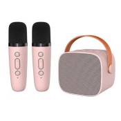 Double Microphone haut-parleur Bluetooth sans fil Mini haut-parleur Portable Bluetooth haut-parleur sans fil rose
