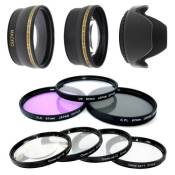 Kit 67 mm filtres HD (UV, CPL, FLD) + 4 filtres Macro + telephoto + grand angle + pare soleil pour PowerShot SX530 HS, CANON, SX520 HS, SX60 HS, SX50