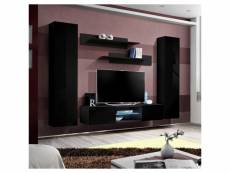 Ensemble meuble tv fly o1 avec led. Coloris noir. Meuble suspendu design pour votre salon.