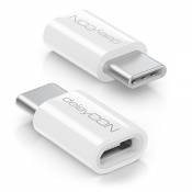 deleyCON 2X Adaptateur USB Type C vers Micro USB pour