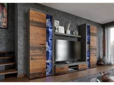 Furnix mural Rivay XL meuble-paroi armoire tv vitrine étagère 4 pièces 300cm old wood matera