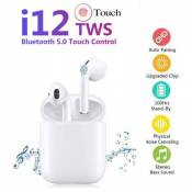 Ecouteurs TWS I12 Sans Fil Bluetooth pour iOS et Android - Blanc