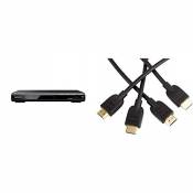 Sony DVP-SR760H Lecteur de DVD/Lecteur de CD, noir & Amazon Basics Lot de 2 câbles HDMI 2.0 haut débit Compatible Ethernet / 3D / retour audio [Nouvel