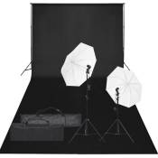 vidaXL Kit de studio photo avec éclairage et toile