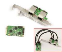 Carte Controleur Mini PCI EXPRESS (MiniPCIE) - 2 PORTS LAN GIGABIT ETHERNET - DUAL CHIPSET REALTEK RTL8111