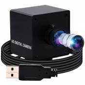 ELP Webcam 4K, Ultra HD Grand Angle 30 fps PC avec Objectif à 170 °, capteur IMX317, Mini caméra UVC, 2160P, vidéo OTG pour Mac/Windows/Linux/Raspberr