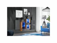 Ensemble meubles de salon switch sbiv design. Coloris gris et chêne.