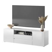 Selsey Bros - Meuble TV/Banc TV (140 cm, Blanc Mat/Blanc