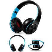 Casque Bluetooth Ecelen écouteur sans fil stéréo pliable Sport mains libres lecteur MP3 Noir&Bleu