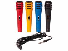 Pack de 4 microphone de couleur avec cordon xlr-jack 6.35mm