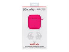 Celly Air Case - Étui pour écouteurs - silicone - Fuchsia - pour Apple AirPods (1ère génération, 2e génération)