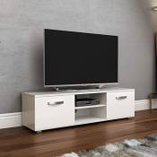 Vida Designs Cosmo Meuble TV Moderne 2 Portes en MDF Mat Brillant Blanc 140 cm, 140 cm sans LED