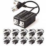 Lot de 20 adaptateurs BNC pour vidéosurveillance et émetteurs, BNC mâle vers câble UTP CAT5/5e/6/6e pour système de caméra DVR CCTV (10 paires)