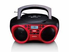Radio portable stéréo avec lecteur cd lenco rouge-noir SCD-501RD
