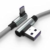 TECHGEAR Câble USB C, 30cm Type C à Angle Droit 90°