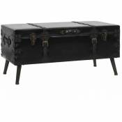 Table basse conteneur en bois noir et acier de style