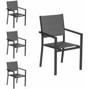 Lot de 4 chaises rembourrées en aluminium anthracite