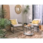 Rosane - salon bas de jardin en corde 2 places + table
